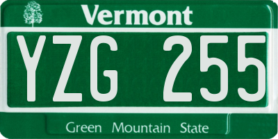 VT license plate YZG255