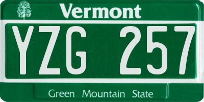 VT license plate YZG257