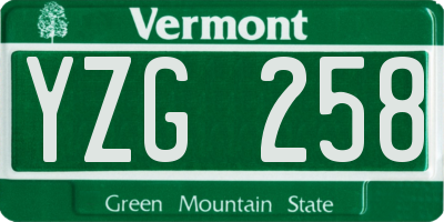 VT license plate YZG258