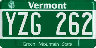 VT license plate YZG262
