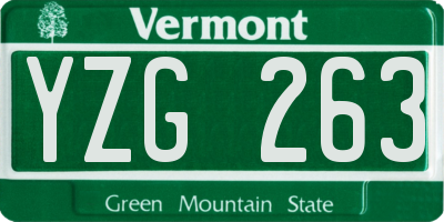 VT license plate YZG263