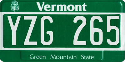 VT license plate YZG265