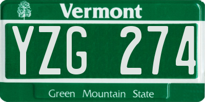 VT license plate YZG274