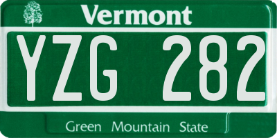 VT license plate YZG282