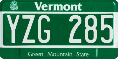 VT license plate YZG285