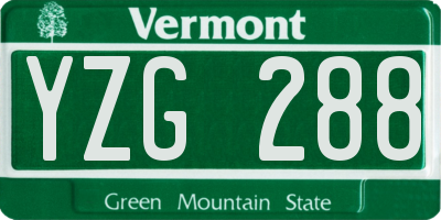 VT license plate YZG288