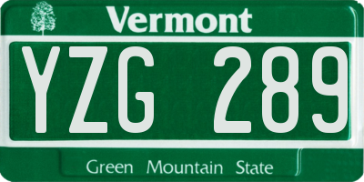 VT license plate YZG289