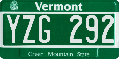VT license plate YZG292