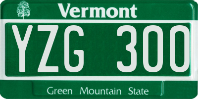 VT license plate YZG300