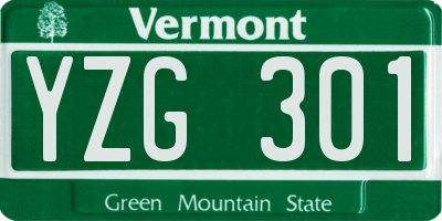 VT license plate YZG301