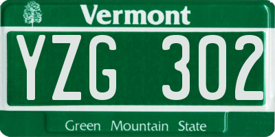 VT license plate YZG302