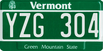 VT license plate YZG304