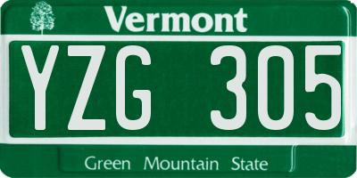 VT license plate YZG305