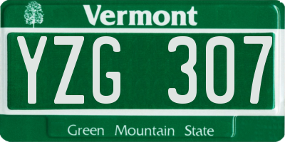 VT license plate YZG307