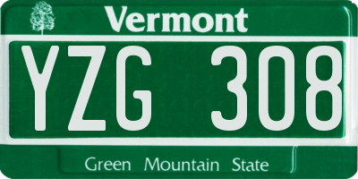 VT license plate YZG308