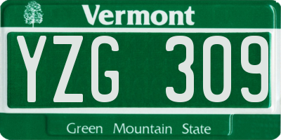 VT license plate YZG309