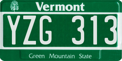 VT license plate YZG313