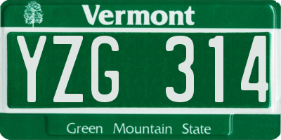 VT license plate YZG314