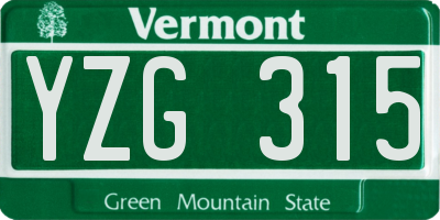 VT license plate YZG315