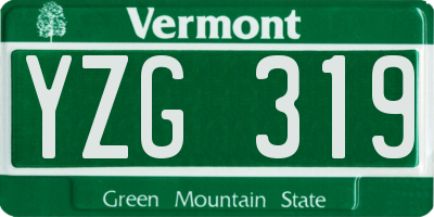 VT license plate YZG319
