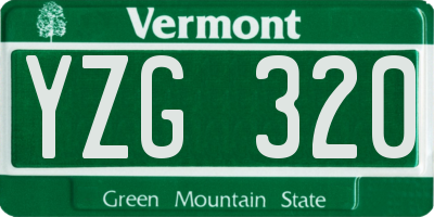 VT license plate YZG320