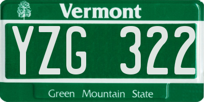 VT license plate YZG322