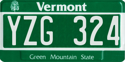 VT license plate YZG324