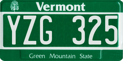 VT license plate YZG325