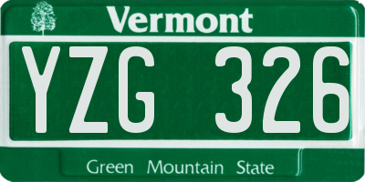VT license plate YZG326
