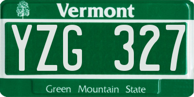 VT license plate YZG327