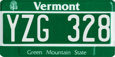 VT license plate YZG328