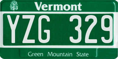 VT license plate YZG329