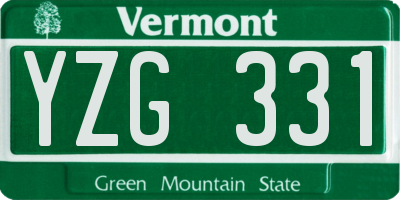VT license plate YZG331