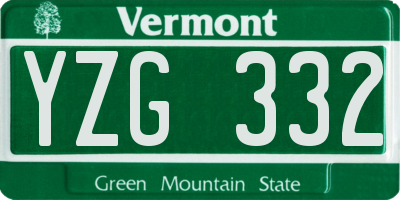 VT license plate YZG332