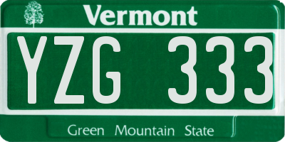 VT license plate YZG333