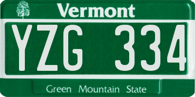 VT license plate YZG334