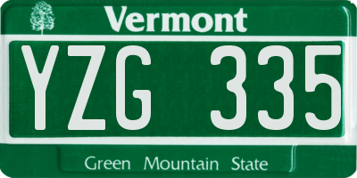 VT license plate YZG335