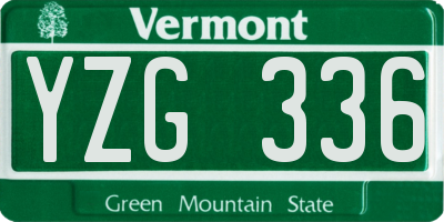 VT license plate YZG336
