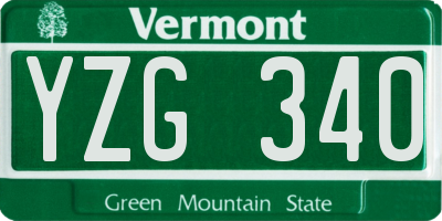 VT license plate YZG340