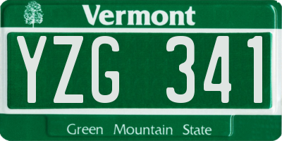 VT license plate YZG341