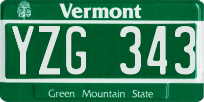 VT license plate YZG343