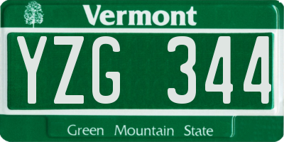 VT license plate YZG344