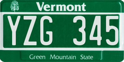 VT license plate YZG345