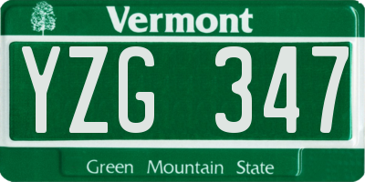 VT license plate YZG347