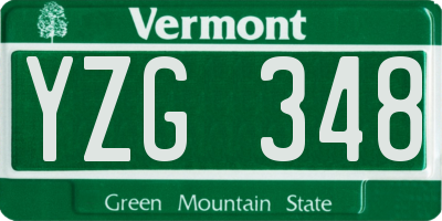 VT license plate YZG348