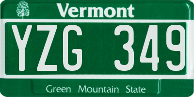 VT license plate YZG349