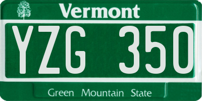 VT license plate YZG350