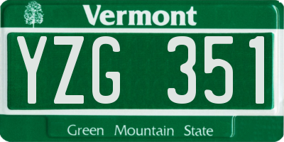 VT license plate YZG351