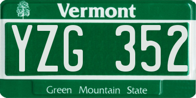 VT license plate YZG352