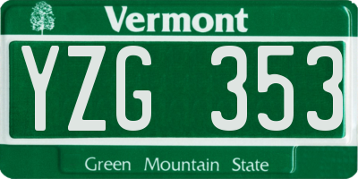 VT license plate YZG353